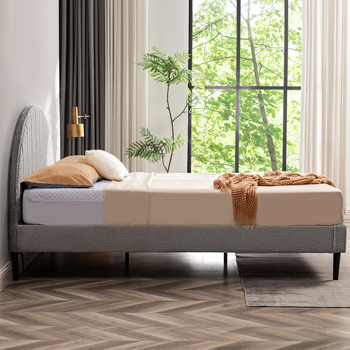 Braun Boucle Bed Frame