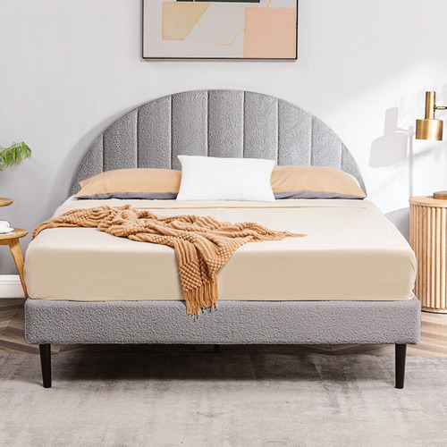 Braun Boucle Bed Frame