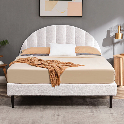 Braun Boucle Bed Frame