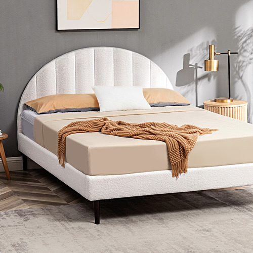 Braun Boucle Bed Frame