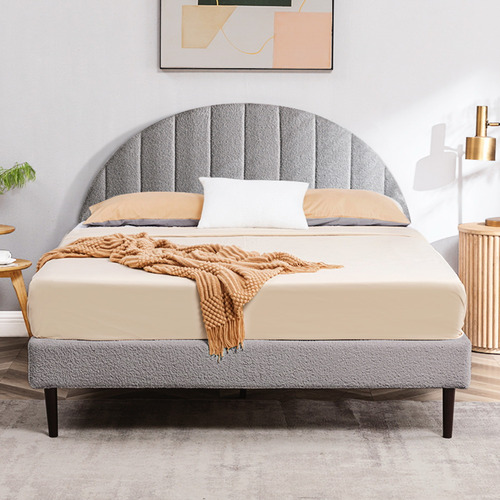 Braun Boucle Bed Frame
