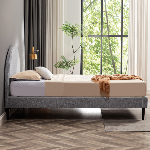 Braun Boucle Bed Frame