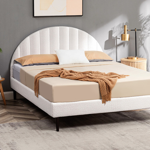 Braun Boucle Bed Frame