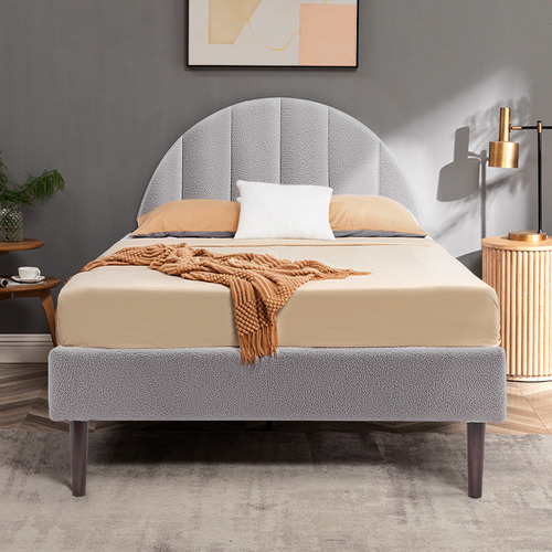 Braun Boucle Bed Frame