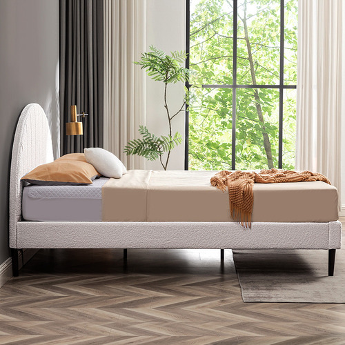 Braun Boucle Bed Frame
