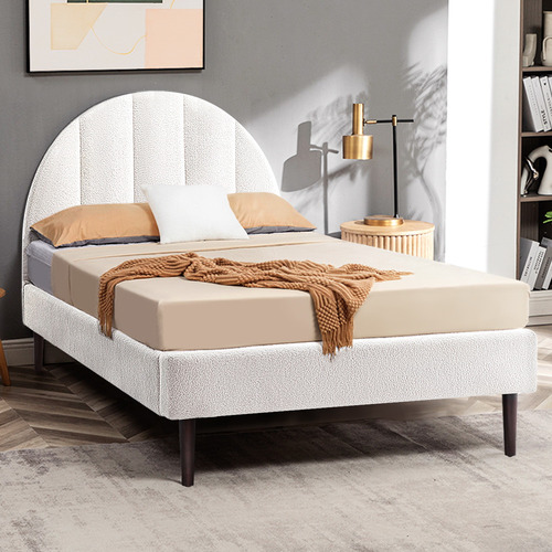 Braun Boucle Bed Frame