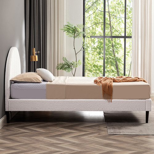 Braun Boucle Bed Frame
