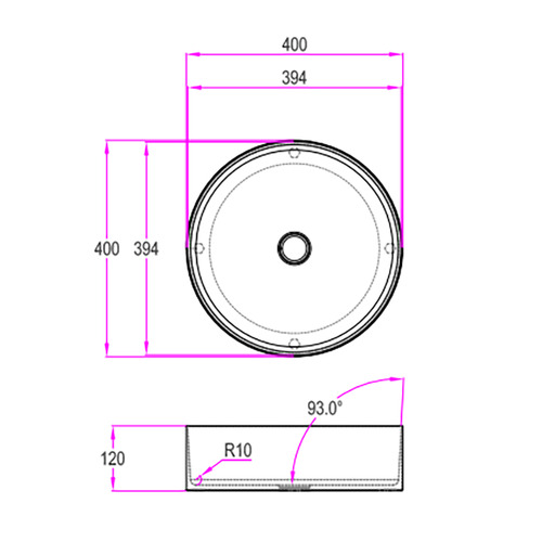 Haines 400mm Stainless Steel Above Counter Basin