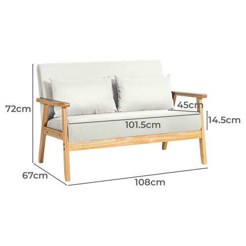 Cameron 2 Seater Rubberwood Sofa