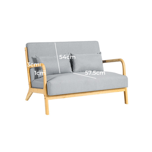 Kayden 2 Seater Rubberwood Sofa