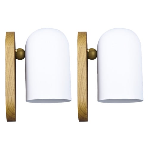 Pearson White & Light Wood Iron Wall Sconces