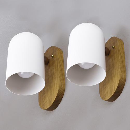Pearson White & Light Wood Iron Wall Sconces