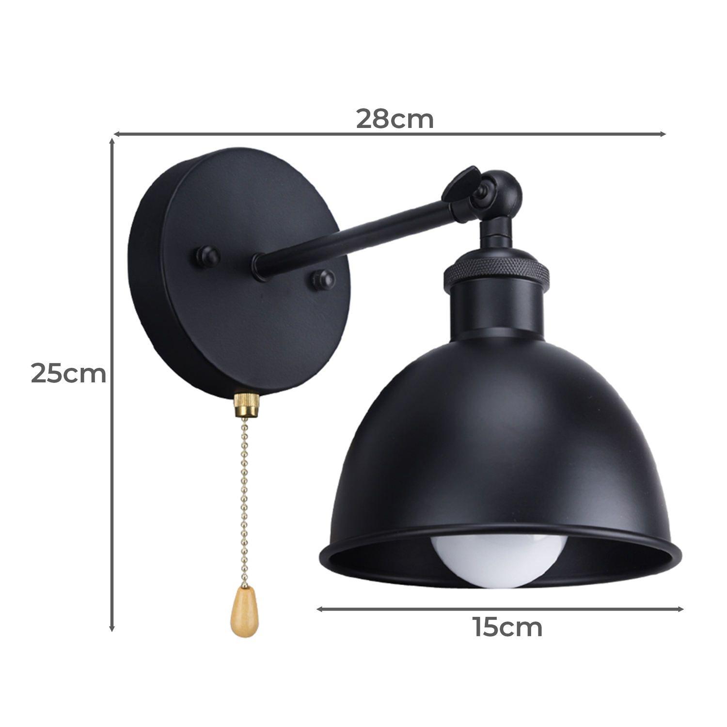 Jensi Black Metal Wall Light