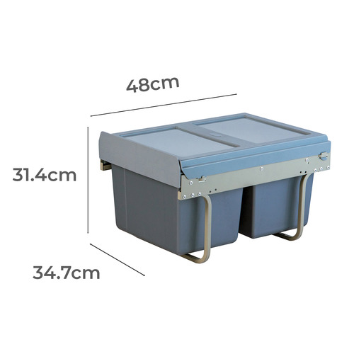 Elite Domestique 30L Steel Twin Slide Out Under Sink Waste Bin Temple