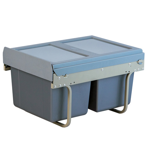 Elite Domestique 30L Steel Twin Slide Out Under Sink Waste Bin Temple