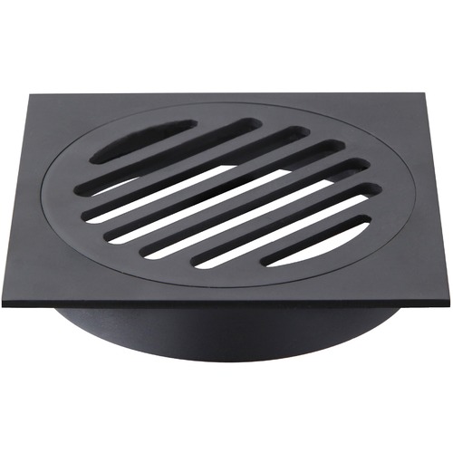 11cm Square Black Floor Grate Drain