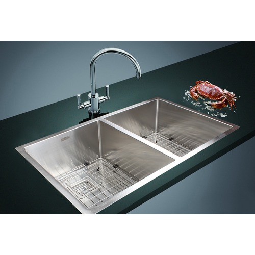 84 x 51cm Round Handmade Double Stainless Steel Kitchen Sink