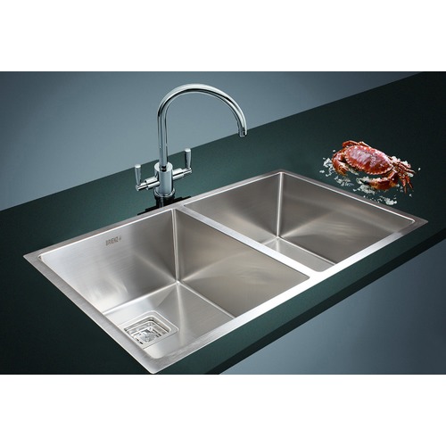84 x 51cm Round Handmade Double Stainless Steel Kitchen Sink