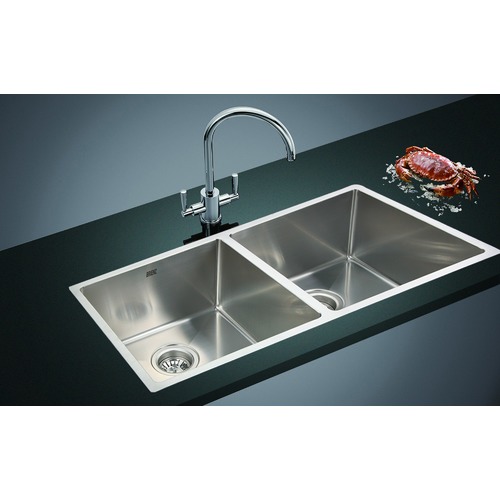 87 x 44cm Round Handmade Double Stainless Steel Kitchen Sink