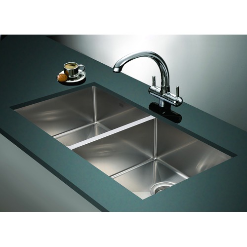 87 x 44cm Round Handmade Double Stainless Steel Kitchen Sink