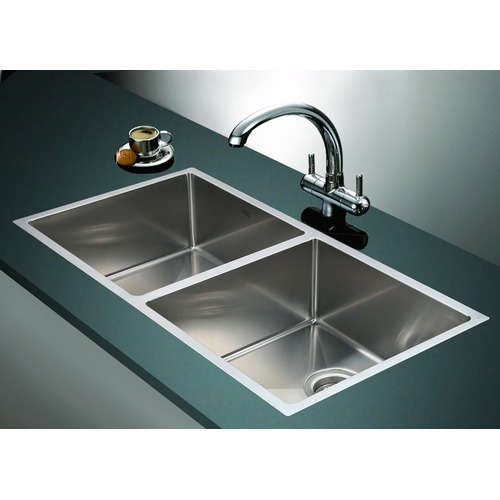 87 x 44cm Round Handmade Double Stainless Steel Kitchen Sink