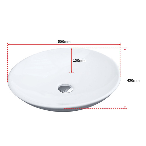 50cm White Oval Ceramic Basin | Temple & Webster