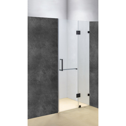 Black Prime Glass Shower Screen with Square Handle | Temple & Webster