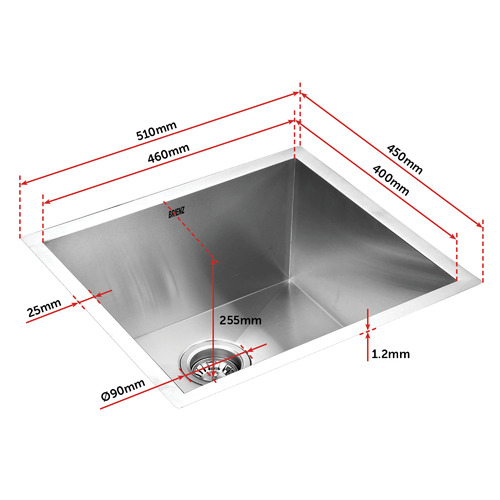 Straight Cornered Single Kitchen Sink Bowl