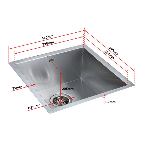 H21cm Square Cornered Single Kitchen Sink Bowl