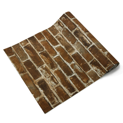 Brown Faux Brick Wallpaper