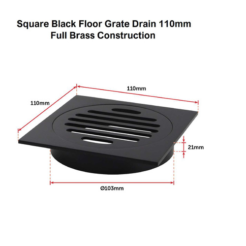 11cm Square Black Floor Drain Grate