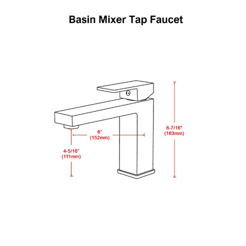 16.3cm Chrome Square Basin Mixer Tap