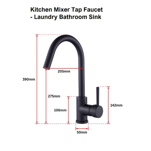 Black Round Gooseneck Kitchen Mixer Tap