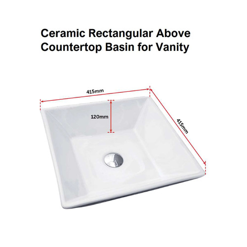 41.5cm White Rectangular Ceramic Basin
