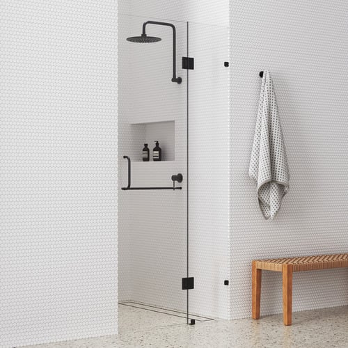 Black Prime Glass Shower Screen with Round Handle