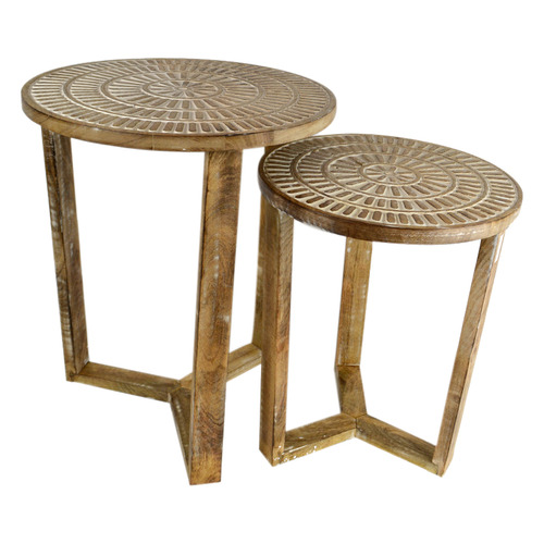 2 Piece Dash Wooden Outdoor Side Table Set