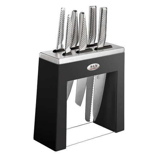 Global 8 Piece Stainless Steel Knife Block Set Temple & ster