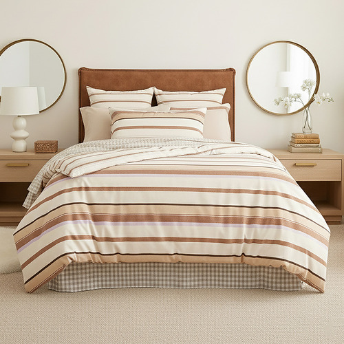 Nezza Striped Reversible Cotton Quilt Cover Set