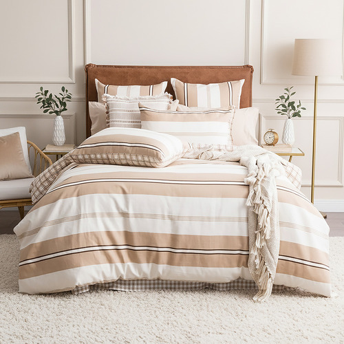 Kenny Striped Reversible Cotton Quilt Cover Set