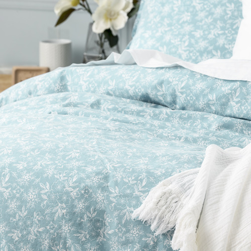 Chiswick Living Ditsy Artic European VintageWashed Cotton Quilt Cover Set Temple & ster