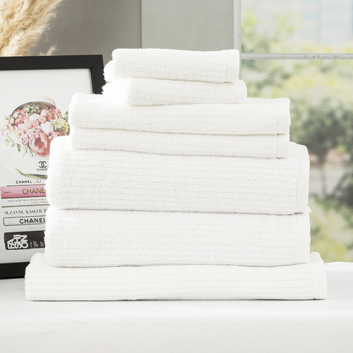 Renee Taylor Cobblestone 5 Piece White Towel Pack - Bunnings Australia