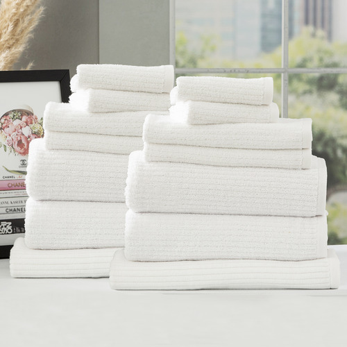 ReneeTaylor 14 Piece Ridgestone Cotton Bathroom Towel Set | Temple & Webster
