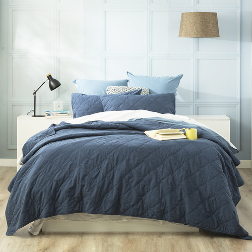 Ink Attwood Vintage Stonewashed Quilted Cotton Coverlet Set