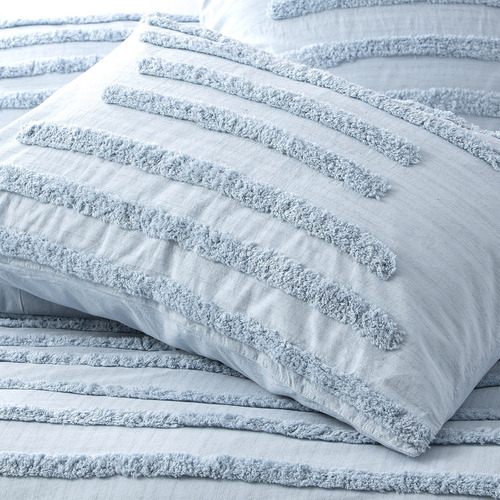 Blue Classic Vintage Washed Tufted Cotton Quilt Cover Set