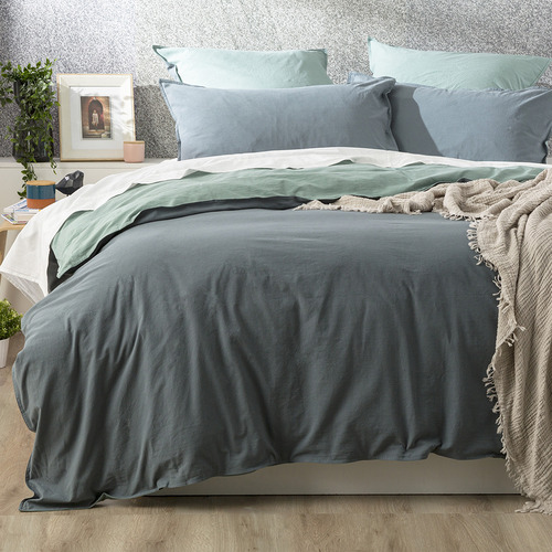Mineral Essentials Vintage Stonewashed Reversible Quilt Cover Set