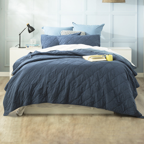 Ink Attwood Vintage Stonewashed Quilted Cotton Coverlet Set