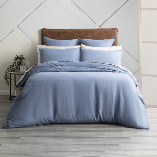 Denim Cavallo French Linen Quilt Cover Set