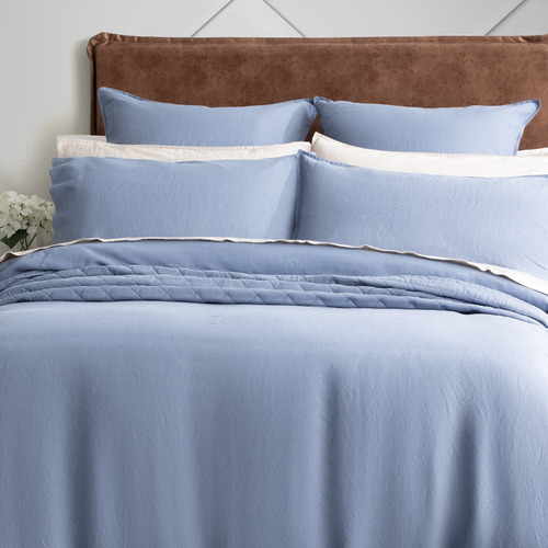Denim Cavallo French Linen Quilt Cover Set