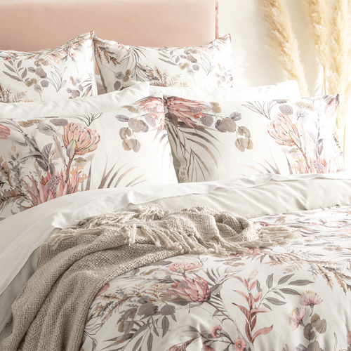 Chiswick Living Frost Waratah Cotton Quilt Cover Set Temple & Webster