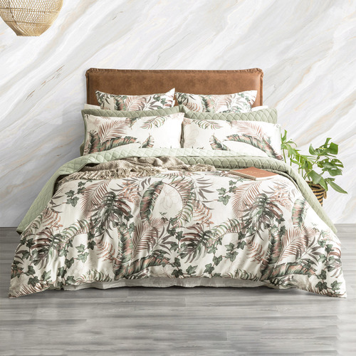 Chiswick Living Pearl Palm Cove Cotton Quilt Cover Set | Temple & Webster